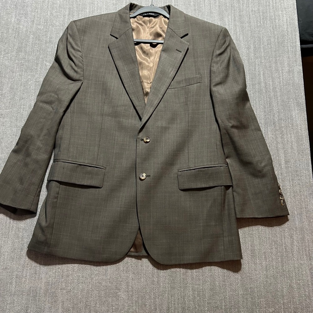 Jos A Bank Blazer Mens 40SH Brown Glen Plaid 100% Wool 2-Button Sport Coat - Picture 4 of 7